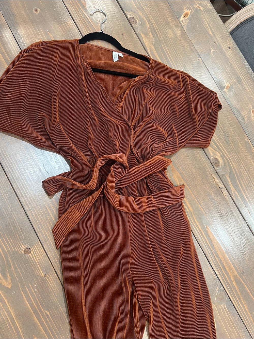 Rust orange Brown Jumpsuit with Tie belt